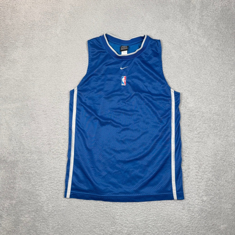 Vintage Nike Team NBA Basketball Jersey Mens XL Royal Blue Mesh Sleeveless Top